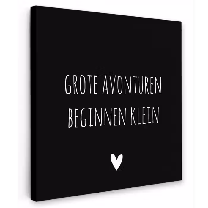 Grote avonturen beginnen klein - Spreuken - Quotes Tuinposter op houten frame 2 cm dik klein -3d