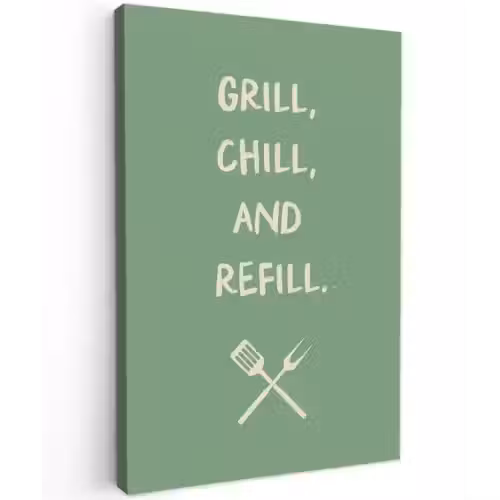 Grill - Groen - Zomer - Quote Tuinposter op houten frame 2 cm dik klein -3d