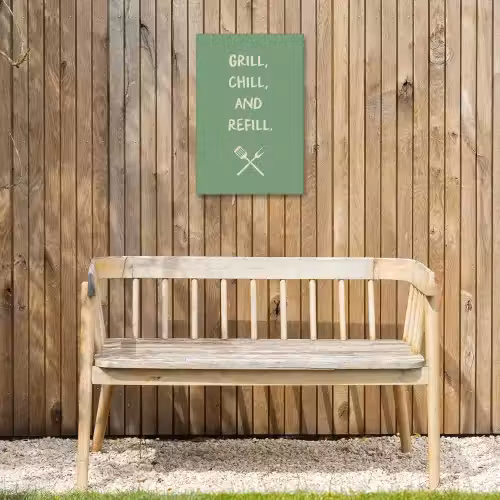 Grill - Groen - Zomer - Quote Tuinposter op houten frame 2 cm dik klein -sfeer4