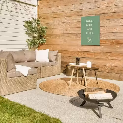 Grill - Groen - Zomer - Quote Tuinposter op houten frame 2 cm dik klein -sfeer2