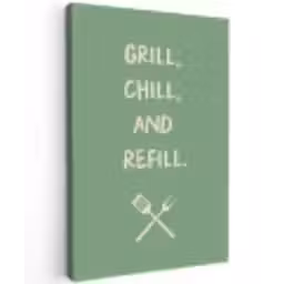 Grill - Groen - Zomer - Quote Tuinposter op houten frame 2 cm dik klein -3d
