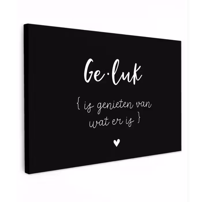 Geluk definitie - Quotes - Geluk is genieten van wat er is - Woordenboek - Tekst Tuinposter op houten frame 2 cm dik klein -3d
