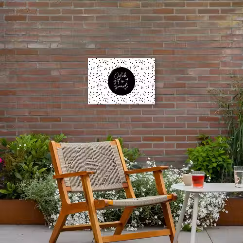 Geluk zit in 't zonnetje - Quotes - Tekst - Zon - Zomer Tuinposter op houten frame 2 cm dik klein -sfeer3
