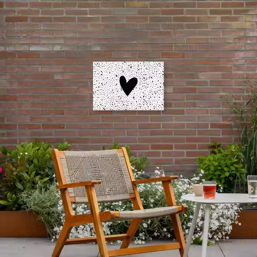Hartje - Design - Wit Tuinposter op houten frame 2 cm dik klein -sfeer3