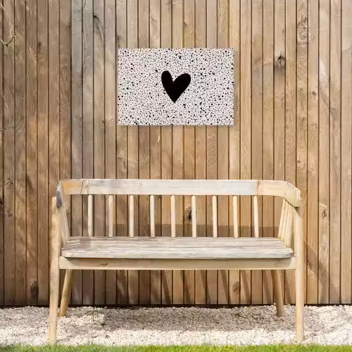 Hartje - Stippen - Beige Tuinposter op houten frame 2 cm dik klein -sfeer4