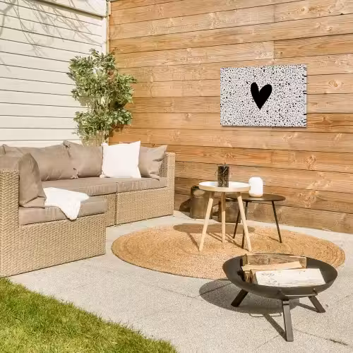 Hartje - Stippen - Beige Tuinposter op houten frame 2 cm dik klein -sfeer2