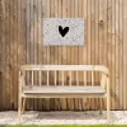 Hartje - Stippen - Beige Tuinposter op houten frame 2 cm dik klein -sfeer4