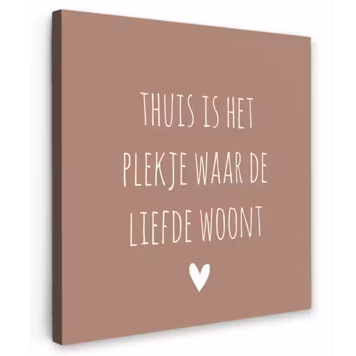 Thuis is het plekje waar de liefde woont - Quotes - Spreuken Tuinposter op houten frame 2 cm dik klein -3d