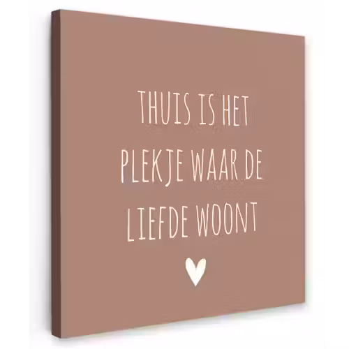 Thuis is het plekje waar de liefde woont - Quotes - Spreuken Tuinposter op houten frame 2 cm dik klein -3d