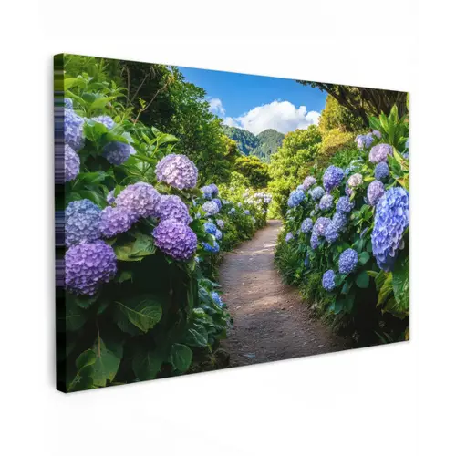 Hortsensia - Pad - Bloemen Tuinposter op houten frame 2 cm dik klein -3d