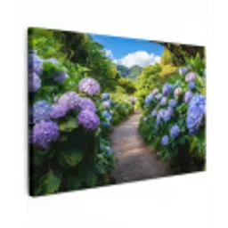 Hortsensia - Pad - Bloemen Tuinposter op houten frame 2 cm dik klein -3d