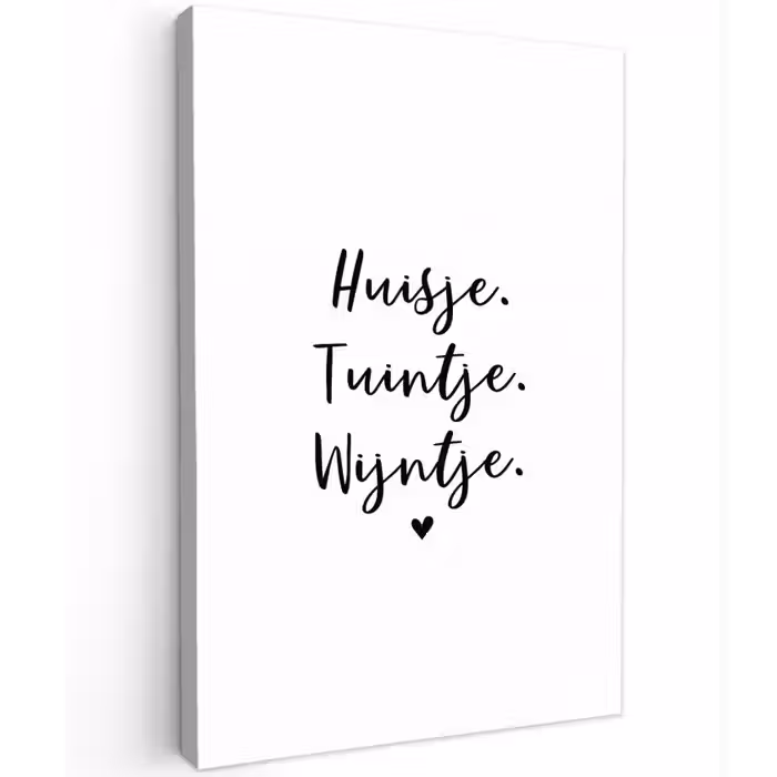 huisjetuintjewijntje-wit Tuinposter op houten frame 2 cm dik klein -3d