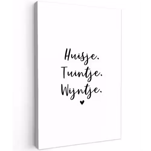 huisjetuintjewijntje-wit Tuinposter op houten frame 2 cm dik klein -3d
