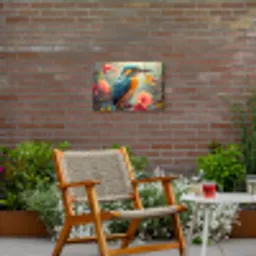 IJsvogel - Bloesem - Natuur - Vogels - Bloemen Tuinposter op houten frame 2 cm dik klein -sfeer3