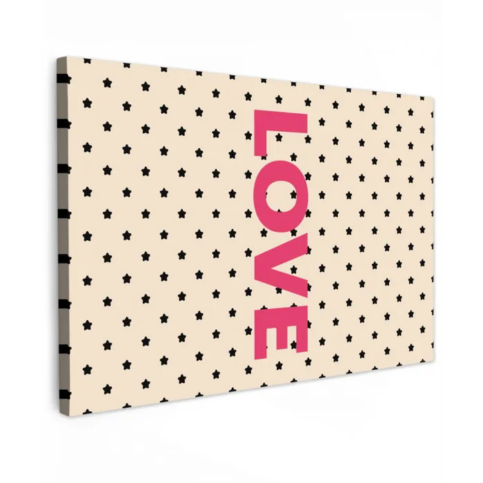 Love - Stippen - Roze Tuinposter op houten frame 2 cm dik klein -3d
