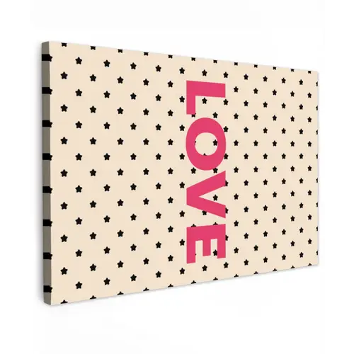 Love - Stippen - Roze Tuinposter op houten frame 2 cm dik klein -3d