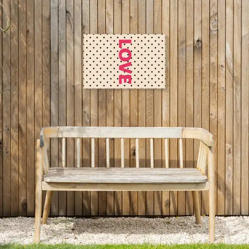 Love - Stippen - Roze Tuinposter op houten frame 2 cm dik klein -sfeer4