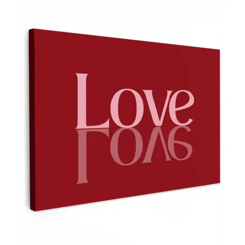 Love - Spiegeling - Rood Tuinposter op houten frame 2 cm dik klein -3d