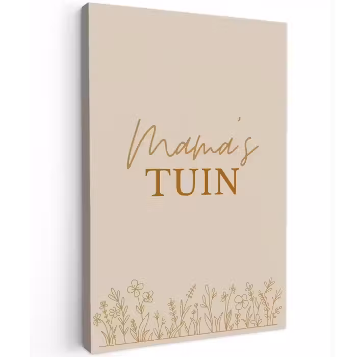 Mama's Tuin met bloemen Tuinposter op houten frame 2 cm dik klein -3d