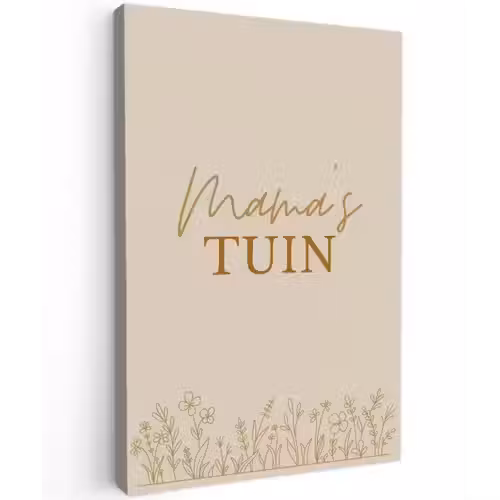 Mama's Tuin met bloemen Tuinposter op houten frame 2 cm dik klein -3d