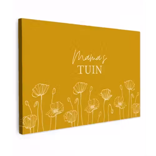 Mama's Tuin op Gele Achtergrond Tuinposter op houten frame 2 cm dik klein -3d