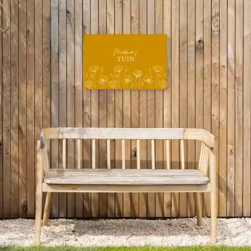 Mama's Tuin op Gele Achtergrond Tuinposter op houten frame 2 cm dik klein -sfeer4