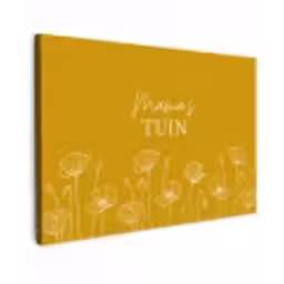 Mama's Tuin op Gele Achtergrond Tuinposter op houten frame 2 cm dik klein -3d