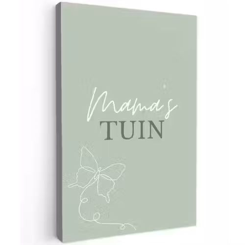 Mama's Tuin met Vlinder Tuinposter op houten frame 2 cm dik klein -3d