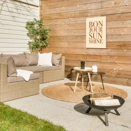 Oranje - Quote - Sun Tuinposter op houten frame 2 cm dik klein -sfeer2