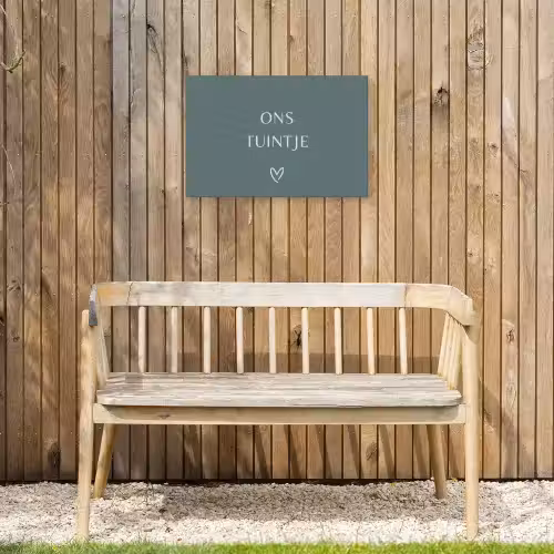 Ons tuintje Tuinposter op houten frame 2 cm dik klein -sfeer4