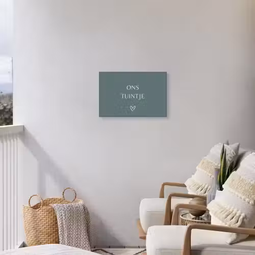 Ons tuintje Tuinposter op houten frame 2 cm dik klein -sfeer1