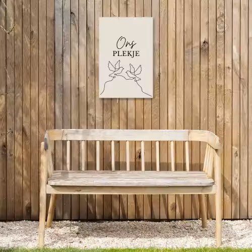 Ons Plekje met Vogels Tuinposter op houten frame 2 cm dik klein -sfeer4