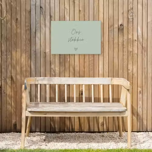 Ons Stekkie met Hart Tuinposter op houten frame 2 cm dik klein -sfeer4