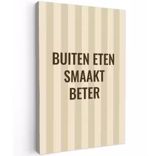 Buiten - Quote - Strepen - Zomer Tuinposter op houten frame 2 cm dik klein -3d