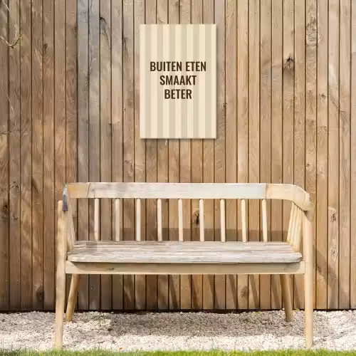 Buiten - Quote - Strepen - Zomer Tuinposter op houten frame 2 cm dik klein -sfeer4