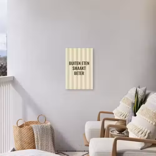 Buiten - Quote - Strepen - Zomer Tuinposter op houten frame 2 cm dik klein -sfeer1