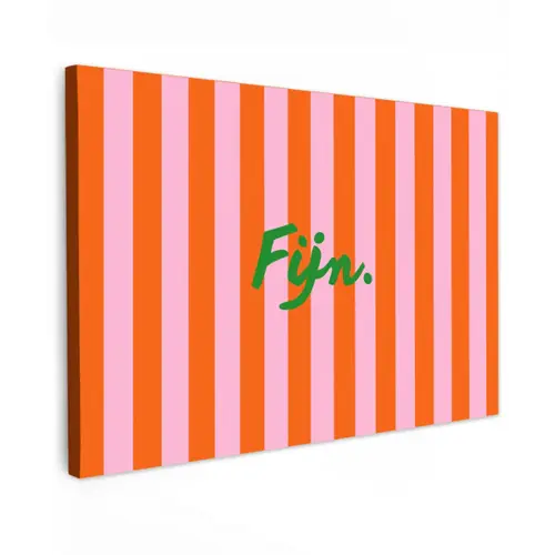 Patroon - Oranje - Fijn - Strepen Tuinposter op houten frame 2 cm dik klein -3d