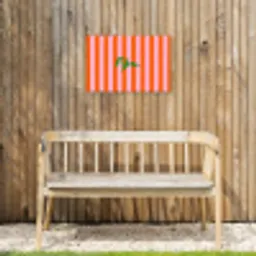 Patroon - Oranje - Fijn - Strepen Tuinposter op houten frame 2 cm dik klein -sfeer4