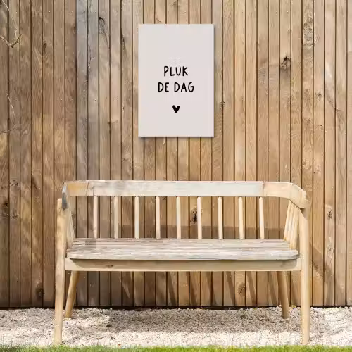 plukdedag-beige Tuinposter op houten frame 2 cm dik klein -sfeer4