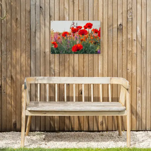 Klaproos - Bloemen - Rood - Paars - Weide Tuinposter op houten frame 2 cm dik klein -sfeer4