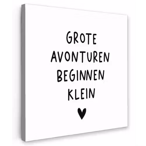 Spreuken - Grote avonturen beginnen klein - Quotes Tuinposter op houten frame 2 cm dik klein -3d