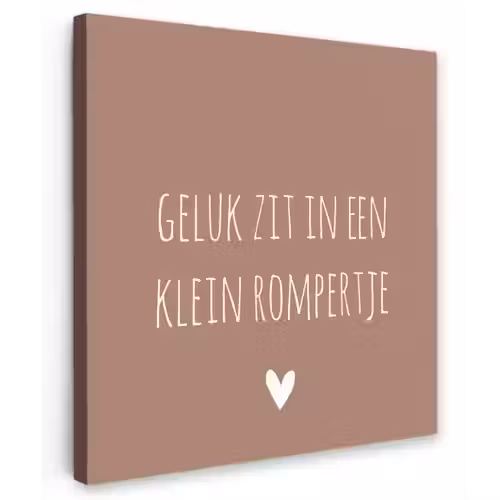 Spreuken - Geluk zit in een klein rompertje - Quotes Tuinposter op houten frame 2 cm dik klein -3d