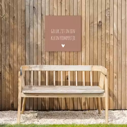 Spreuken - Geluk zit in een klein rompertje - Quotes Tuinposter op houten frame 2 cm dik klein -sfeer4
