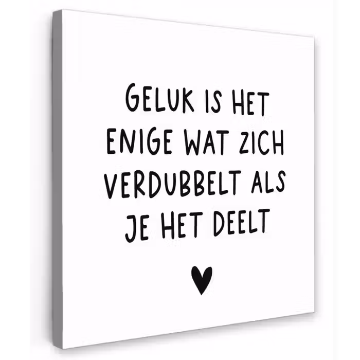 Spreuken - Geluk is het enige wat zich verdubbelt - Quotes Tuinposter op houten frame 2 cm dik klein -3d