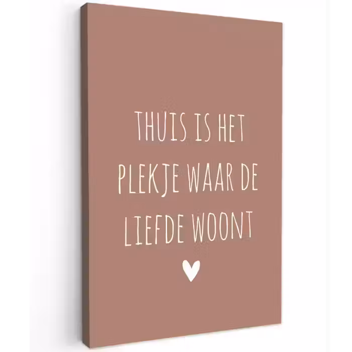 Spreuken - Thuis is het plekje waar de liefde woont - Quotes Tuinposter op houten frame 2 cm dik klein -3d