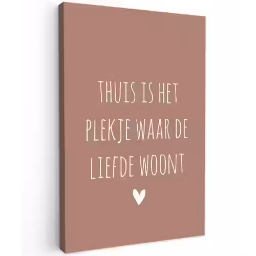 Spreuken - Thuis is het plekje waar de liefde woont - Quotes Tuinposter op houten frame 2 cm dik klein -3d