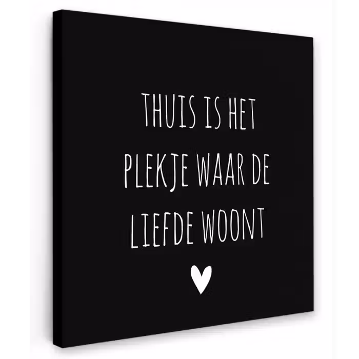 Spreuken - Thuis is het plekje waar de liefde woont - Quotes Tuinposter op houten frame 2 cm dik klein -3d