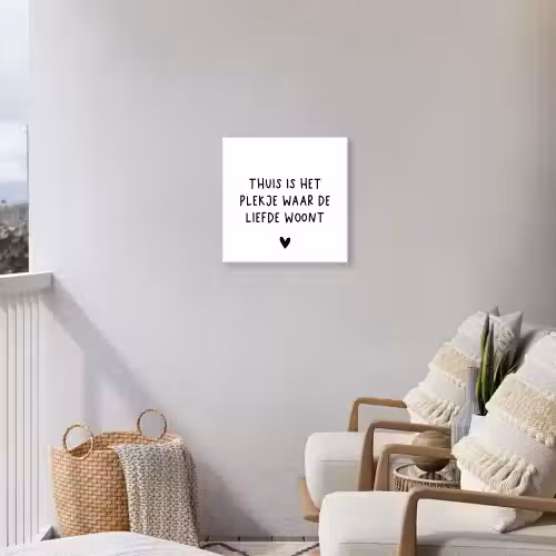 Spreuken - Thuis is het plekje waar de liefde woont - Quotes Tuinposter op houten frame 2 cm dik klein -sfeer1