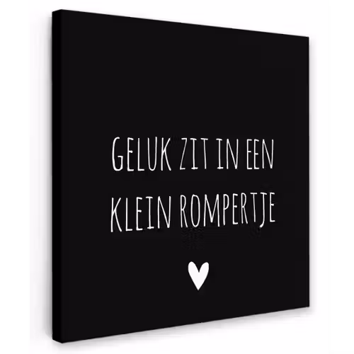 Spreuken - Quotes - Geluk zit in een klein rompertje Tuinposter op houten frame 2 cm dik klein -3d