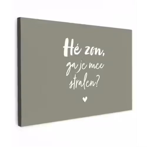 Spreuken - Zomer - Hé zon, ga je mee stralen? - Zon - Tekst Tuinposter op houten frame 2 cm dik klein -3d